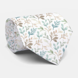Gravata Soft Sage and Ochre Watercolor Leaves Pattern 