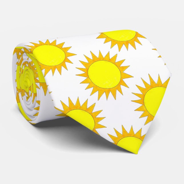 Gravata Sol Amarelo Praia Sunshine Verão Sunny Day Tie (Rolled)
