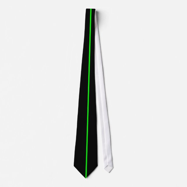 Gravata Solteiro Neon Green Stripe em preto (Frente)