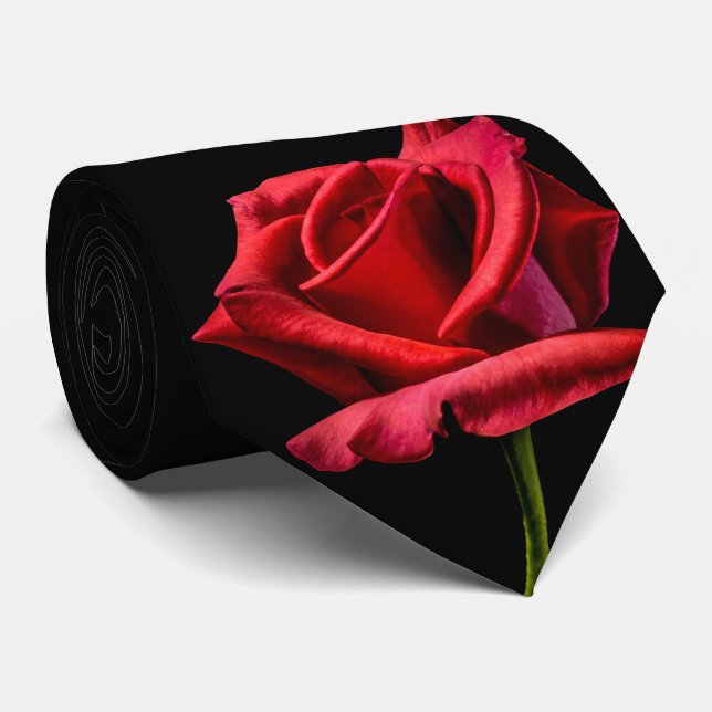 Gravata Solteiro Rosa vermelha Preto Torneio (Rolled)