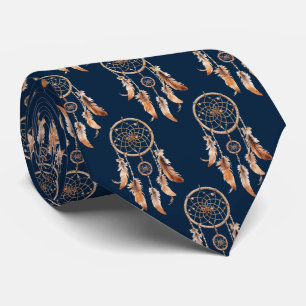 Gravata Sonhador Nativo Americano Azul Marinho Castanho