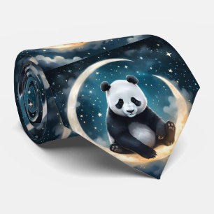 Gravata Sonhando à Lua: Serenada Celestial de Panda