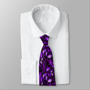 Gravata Sonho Violeta - Botânico Preto e Roxo