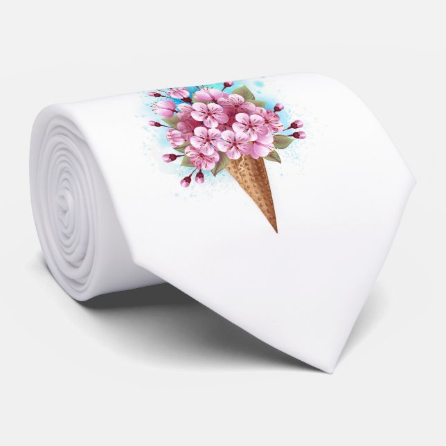 Gravata Sorvete Waffle Rosa Sakura Cone (Rolled)