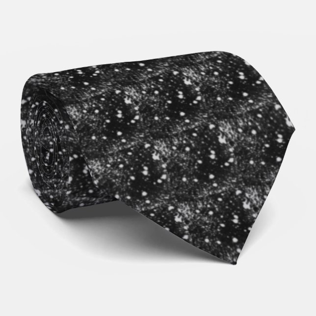 Gravata Spacey Gray Splatter On Black Repeat Pattern  (Rolled)