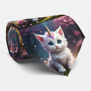 Gravata "Sparkle Paws: O Encantador Unicórnio Gatinho"