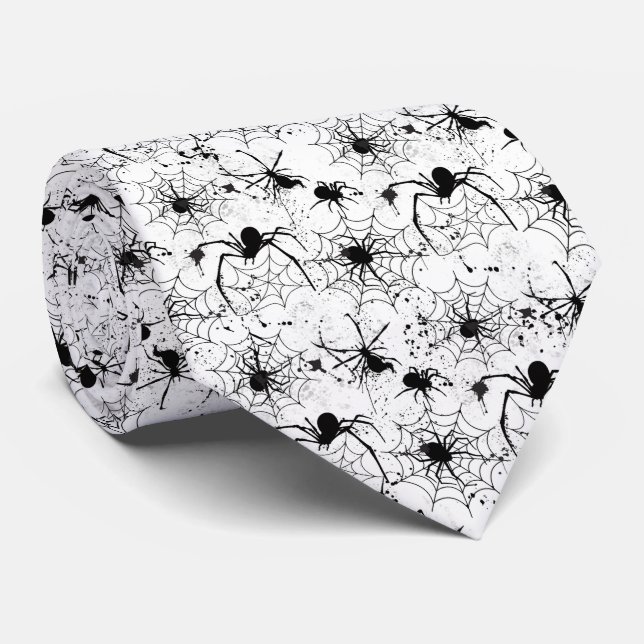 Gravata Spiderweb Pattern Halloween  (Rolled)