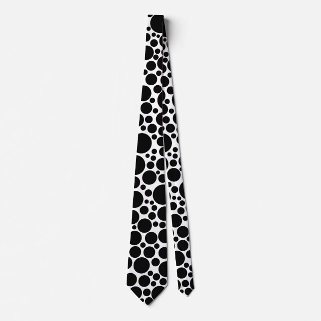 Gravata Spott - Preto em Branco (Frente)