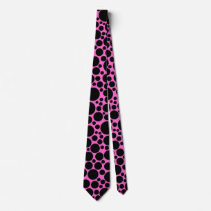 Gravata Spotty - Preto a rosa (FF66CC)