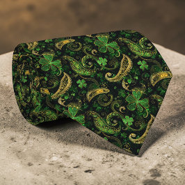 Gravata St. Patrick's Day Green Clover Custom Necktie