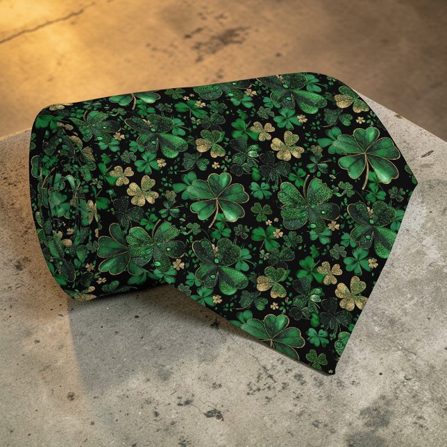 Gravata St. Patrick's Day Green Clover Custom Necktie (Criador carregado)