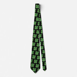 Gravata St. Patrick's Day Lucky Shamrock Black Pattern