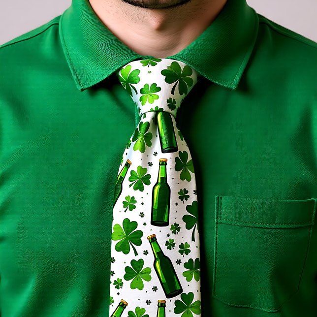 Gravata St. Patrick's Day Pints & Petals (St. Patrick’s Day Pints & Petals Necktie)