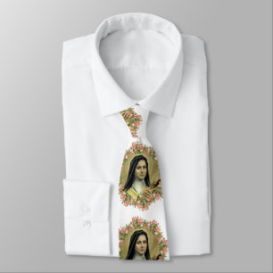 Gravata St. Therese o crucifixo pequeno dos rosas da flor