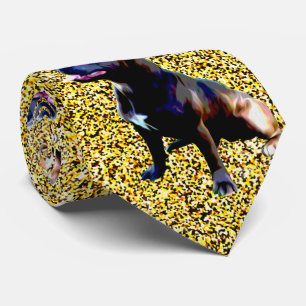 Gravata Staffordshire Bull Terrier On Dourado, Neck Tie
