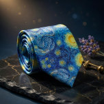 Gravata Starry Night Van Gogh Masterpiece Pattern<br><div class="desc">Wear art history around your neck with this breathtaking necktie inspired by Vincent van Gogh’s legendary “The Starry Night”. The iconic swirling night sky in rich midnight blues, vibrant yellow crescent moon and twinkling stars, dramatic cypress tree silhouette and expressive brushstrokes are faithfully reproduced in a full-pattern design that captures...</div>