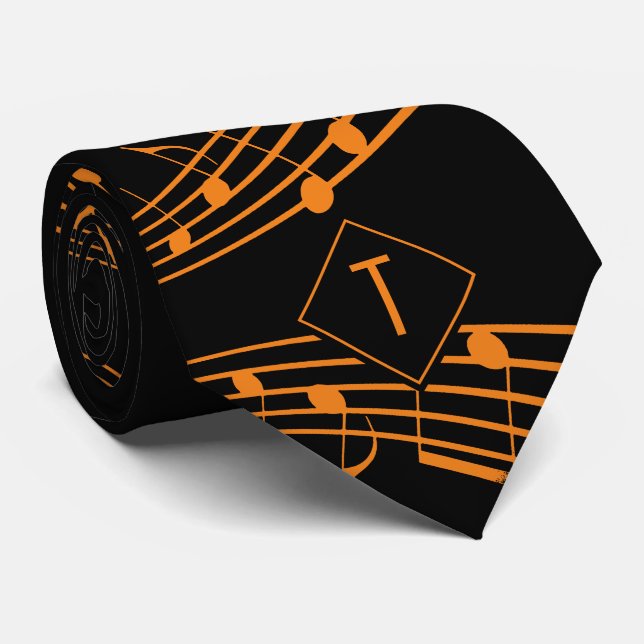 Gravata Staves de NOTAS MUSICAIS| Monograma (Rolled)