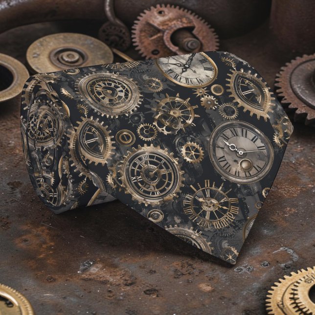 Gravata Steampunk Clocks Custom Necktie Tie (Criador carregado)