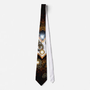 Gravata Steampunk, coração bonito com engrenagens e puls