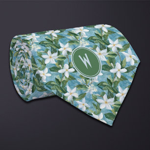 Gravata Stephanotis sobre Blue Floral