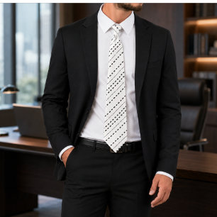 Gravata Sterling Regent Luxo Geométrico Branco e Preto