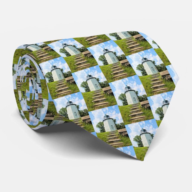 Gravata Stony Point Lighthouse, New York Mens Tie (Rolled)