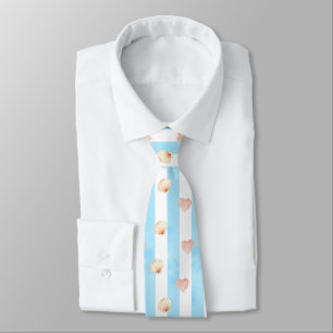 Gravata Stripe Azul e Branco - Corações, Impressão de Vaca