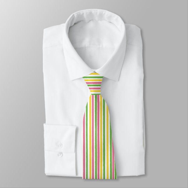 Gravata Stripe Pintado com Melancia por Heva Weva Pescoço (Amarrado)