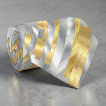 Gravata Striped Gold and Silver Necktie<br><div class="desc">This elegant necktie features a sophisticated design with alternating stripes of shimmering gold and silver. Perfect for adding a touch of luxury and style to any outfit, this necktie is ideal for both formal events and making a statement in the office. The high-quality fabric ensures a comfortable and durable wear,...</div>