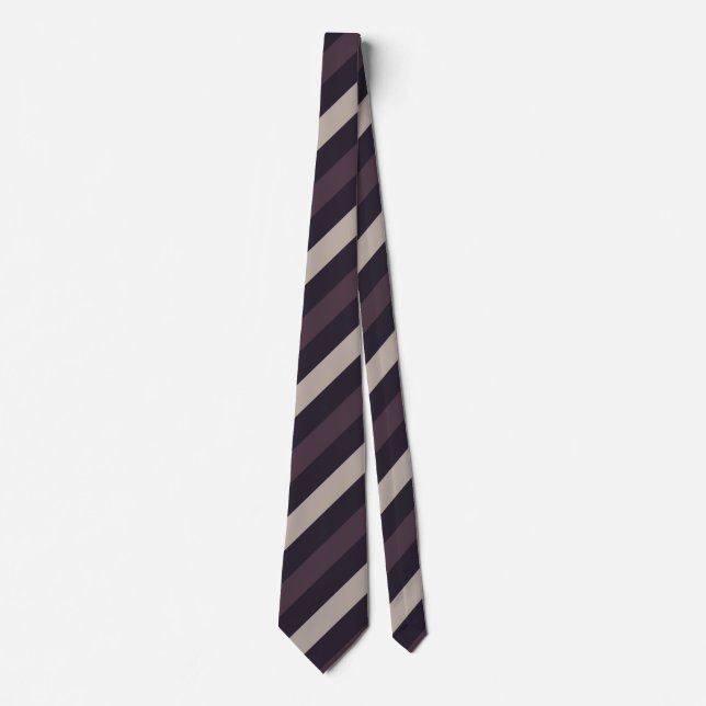Gravata Stripes em roxo profundo, castanho escuro e bege (Frente)