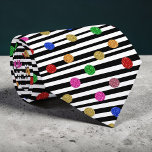 Gravata Stripes with Colorful Circles Necktie<br><div class="desc">This unique necktie features a vibrant design of stripes interwoven with eye-catching colorful circles. It's a stylish accessory that adds a pop of personality to any outfit,  perfect for making a statement at any occasion.</div>