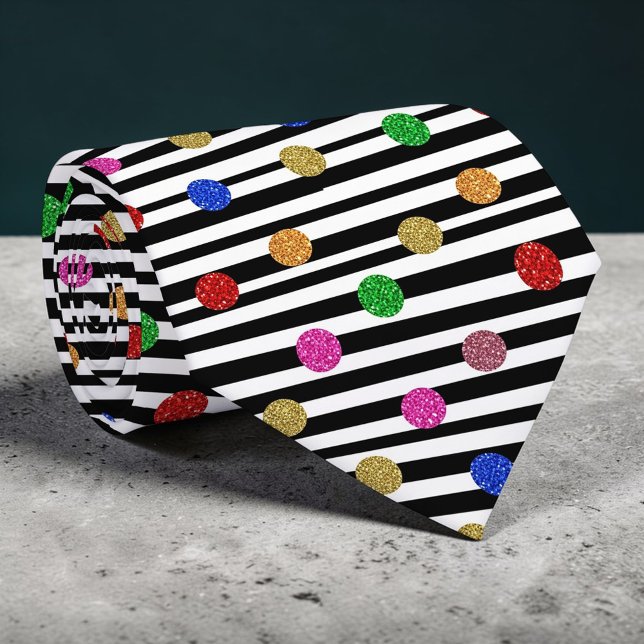 Gravata Stripes with Colorful Circles Necktie (Criador carregado)