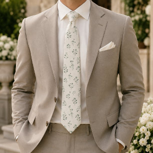Gravata Suave Floral Botânico Elegante Minimalista