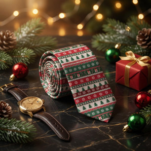 Gravata Suéter de Natal Feio Fair Isle