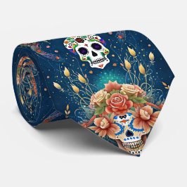 Gravata Sugar Skull Art - Feriado do Dia de los Muertos