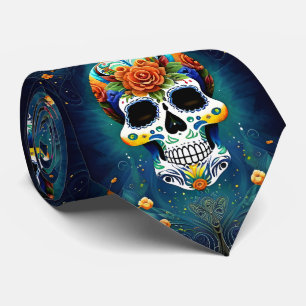 Gravata Sugar Skull Art - Magia Mexicana