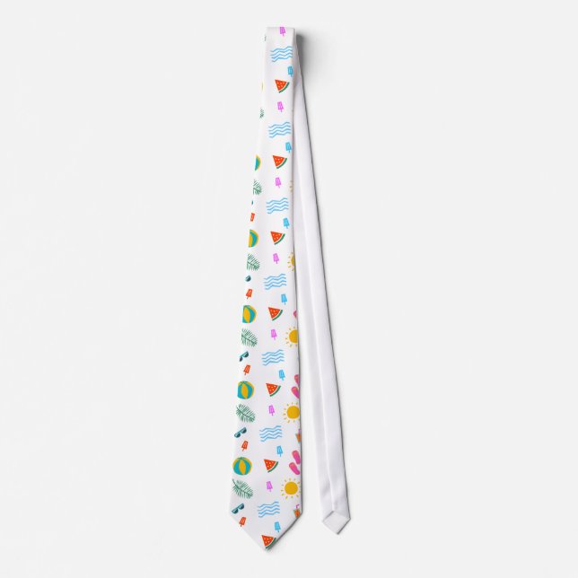 Gravata Summer Beach Pattern Neck Tie (Frente)
