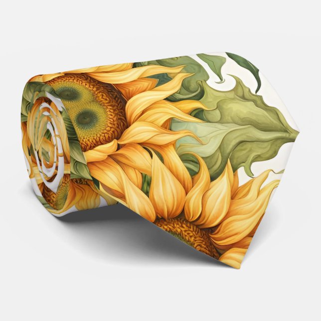 Gravata Sunflower Art Pattern Design (Rolled)