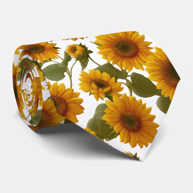 Gravata Sunflower Bloom Floral Pattern (Rolled)