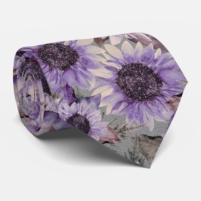 Gravata Sunflower Mauve Patterna (Rolled)