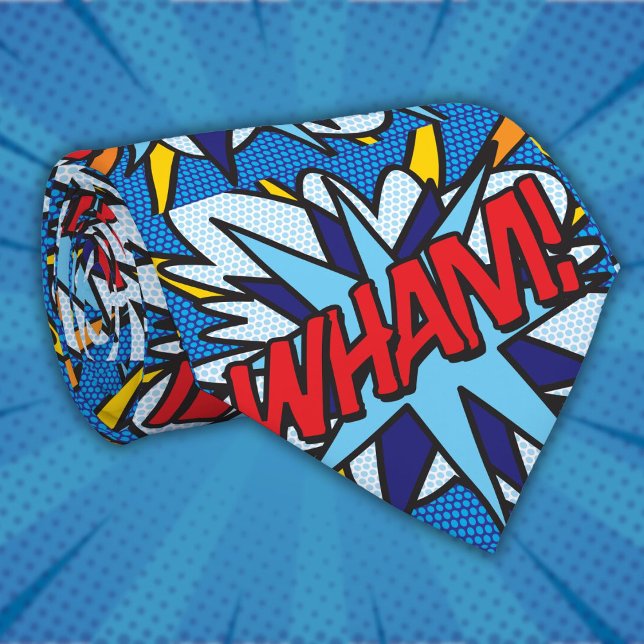 Gravata Super-herói de arte Pop de quadrinhos WHAM (Comic Book WHAM Pop Art Superhero Tie)