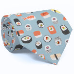 Gravata Sushi<br><div class="desc">Delicioso japonês sushi nigiri maki roll design de arte de comida japonesa no fundo azul de ovo de um robin. Perfeito para o seu gourmet, chef ou comida favoritos.</div>