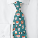 Gravata Sushi Green Neck Tie<br><div class="desc">Delicioso japonês sushi nigiri maki roll design de arte de comida japonesa em um fundo verde teal. Perfeito para o seu gourmet,  chef ou comida favoritos.</div>