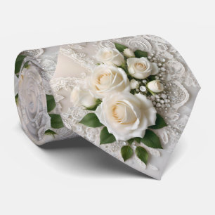 Gravata Sussurro da Elegância: Rosas Lace e Voos Eternos