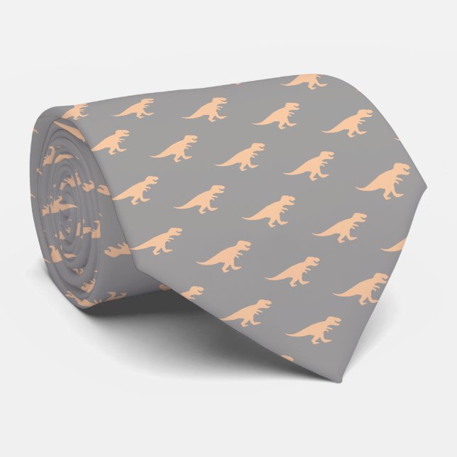 Gravata T-Rex Tyranosaurus King Dinossaur Elegante Beige (Rolled)