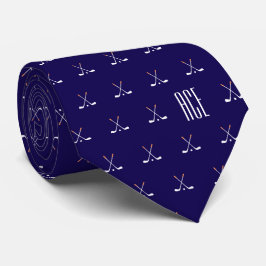 Gravata Tacos de Golfe Monogramados Azul Escuro