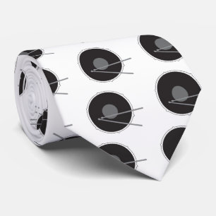 Gravata Tambores Bateria Preto e Branco Música Rock Legal