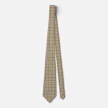 Tan and Wedgewood Blue Plaid Neck Tie