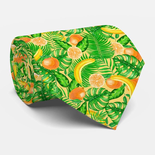 Gravata Tangerinas, bananas e folhas tropicais (Rolled)