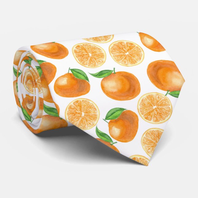 Gravata Tangerinas de aquarela (Rolled)